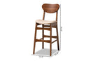 Floriane Sand Fabric Walnut Brown 2Pc Bar Stool Set Baxton