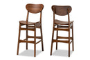 Floriane Walnut Brown 2Pc Bar Stool Set Baxton