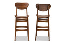 Floriane Walnut Brown 2Pc Bar Stool Set Baxton