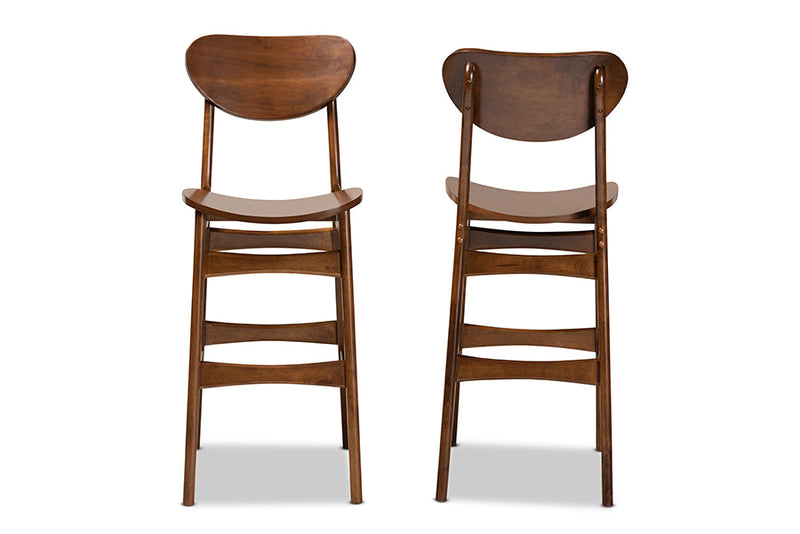 Floriane Walnut Brown 2Pc Bar Stool Set Baxton