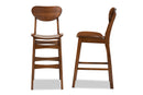 Floriane Walnut Brown 2Pc Bar Stool Set Baxton
