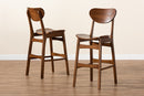 Floriane Walnut Brown 2Pc Bar Stool Set Baxton