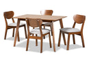 Salvatore Gray Fabric Upholstered and Walnut Brown 5-Piece Dining Set Baxton