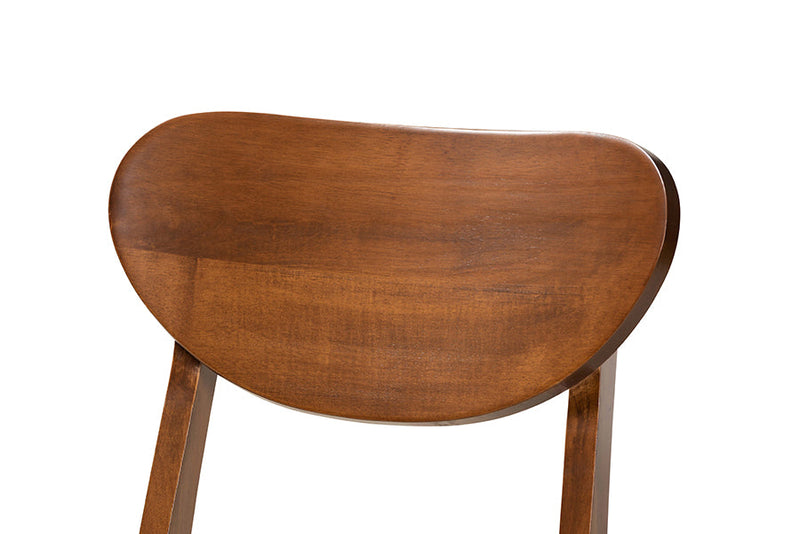 Salvatore Gray Fabric Upholstered and Walnut Brown 5-Piece Dining Set Baxton