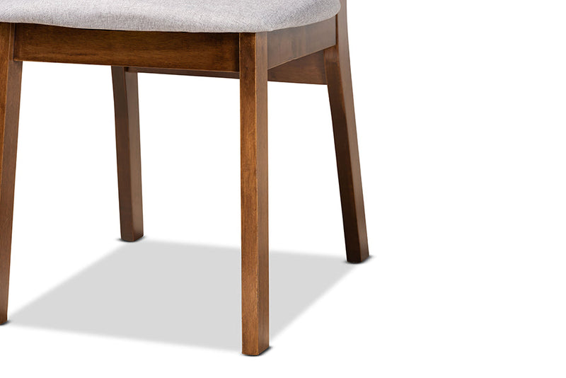 Salvatore Gray Fabric Upholstered and Walnut Brown 5-Piece Dining Set Baxton