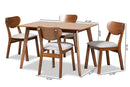 Salvatore Gray Fabric Upholstered and Walnut Brown 5-Piece Dining Set Baxton