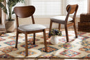 Salvatore Gray Fabric Upholstered and Walnut Brown 2Pc Dining Chair Set Baxton