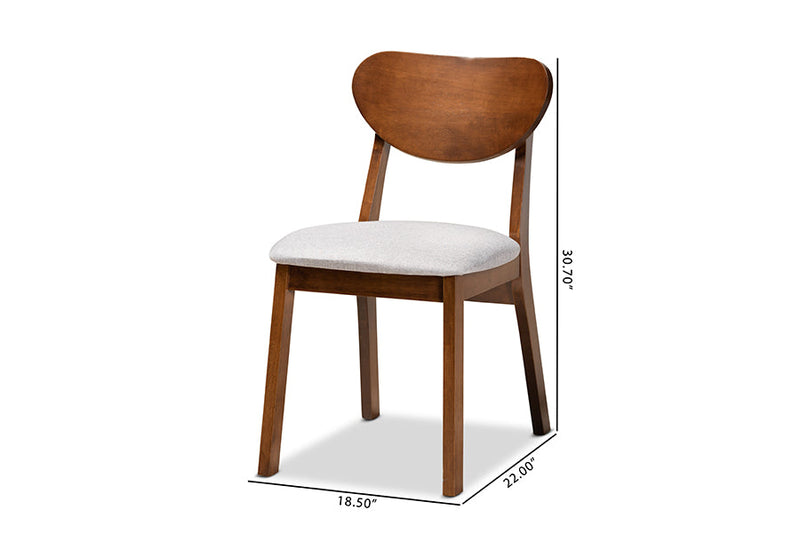 Salvatore Gray Fabric Upholstered and Walnut Brown 2Pc Dining Chair Set Baxton
