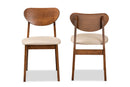 Salvatore Sand Fabric Upholstered and Walnut Brown 2Pc Dining Chair Set Baxton