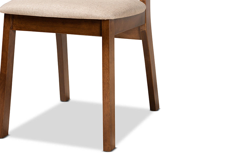 Salvatore Sand Fabric Upholstered and Walnut Brown 2Pc Dining Chair Set Baxton