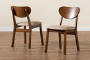 Salvatore Sand Fabric Upholstered and Walnut Brown 2Pc Dining Chair Set Baxton