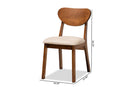 Salvatore Sand Fabric Upholstered and Walnut Brown 2Pc Dining Chair Set Baxton