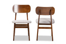 Darkovy Gray Fabric Upholstered and Walnut Brown 2Pc Dining Chair Set Baxton