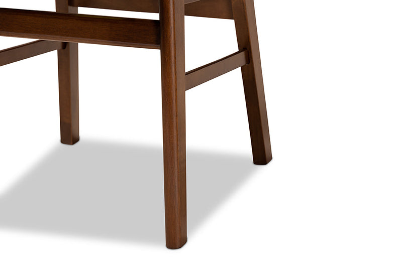 Darkovy Gray Fabric Upholstered and Walnut Brown 2Pc Dining Chair Set Baxton