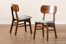 Darkovy Gray Fabric Upholstered and Walnut Brown 2Pc Dining Chair Set Baxton