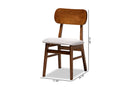 Darkovy Gray Fabric Upholstered and Walnut Brown 2Pc Dining Chair Set Baxton