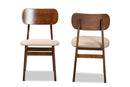 Darkovy Sand Fabric Upholstered and Walnut Brown 2Pc Dining Chair Set Baxton