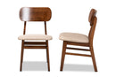 Darkovy Sand Fabric Upholstered and Walnut Brown 2Pc Dining Chair Set Baxton