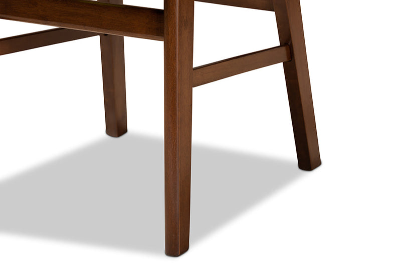 Darkovy Sand Fabric Upholstered and Walnut Brown 2Pc Dining Chair Set Baxton