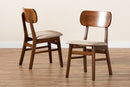 Darkovy Sand Fabric Upholstered and Walnut Brown 2Pc Dining Chair Set Baxton