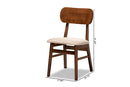 Darkovy Sand Fabric Upholstered and Walnut Brown 2Pc Dining Chair Set Baxton