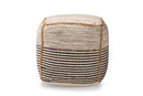 Seminyak Bohemian Multi-Colored Handwoven Wool Blend Pouf Ottoman Baxton