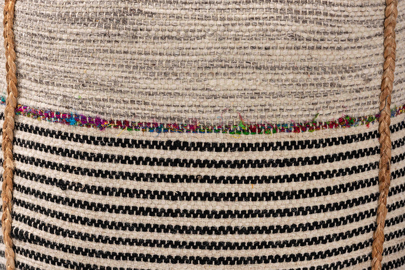 Seminyak Bohemian Multi-Colored Handwoven Wool Blend Pouf Ottoman Baxton