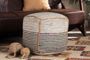 Seminyak Bohemian Multi-Colored Handwoven Wool Blend Pouf Ottoman Baxton