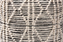 Edeline Moroccan Inspired Ivory and Black Handwoven Wool Blend Pouf Ottoman Baxton