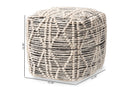 Edeline Moroccan Inspired Ivory and Black Handwoven Wool Blend Pouf Ottoman Baxton