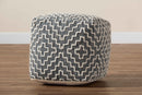 Lumac Bohemian Gray and Ivory Handwoven Cotton Blend Pouf Ottoman Baxton