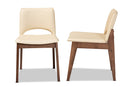 Orella Beige Faux Leather Upholstered and Walnut Brown 2Pc Dining Chair Set Baxton