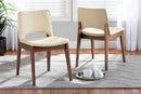 Orella Beige Faux Leather Upholstered and Walnut Brown 2Pc Dining Chair Set Baxton