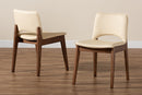 Orella Beige Faux Leather Upholstered and Walnut Brown 2Pc Dining Chair Set Baxton