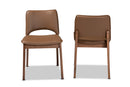 Orella Brown Faux Leather Upholstered and Walnut Brown 2Pc Dining Chair Set Baxton