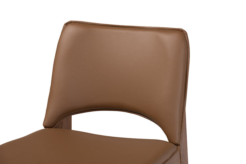 Orella Brown Faux Leather Upholstered and Walnut Brown 2Pc Dining Chair Set Baxton
