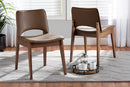 Orella Brown Faux Leather Upholstered and Walnut Brown 2Pc Dining Chair Set Baxton
