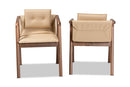 Alayna Beige Imitation Leather Walnut Brown 2Pc Dining Chair Set Baxton