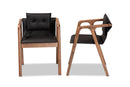 Alayna Black Imitation Leather Walnut Brown 2Pc Dining Chair Set Baxton