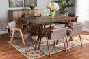 Alayna Gray Imitation Leather Upholstered and Walnut Brown 7-Piece Dining Set Baxton