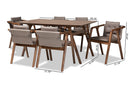 Alayna Gray Imitation Leather Upholstered and Walnut Brown 7-Piece Dining Set Baxton