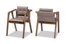 Alayna Gray Imitation Leather Walnut Brown 2Pc Dining Chair Set Baxton