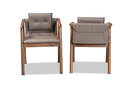 Alayna Gray Imitation Leather Walnut Brown 2Pc Dining Chair Set Baxton