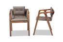 Alayna Gray Imitation Leather Walnut Brown 2Pc Dining Chair Set Baxton