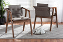 Alayna Gray Imitation Leather Walnut Brown 2Pc Dining Chair Set Baxton