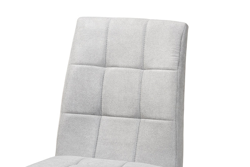 Mitchell Light Gray Fabric Upholstered and Walnut Brown 7-Piece Dining Set Baxton