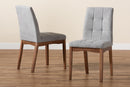 Mitchell Light Gray Fabric Upholstered and Walnut Brown 2Pc Dining Chair Set Baxton