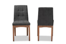 Mitchell Dark Gray Fabric Upholstered and Walnut Brown 2Pc Dining Chair Set Baxton