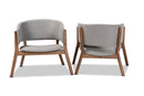 Nori Light Gray Fabric Walnut Brown 2Pc Living Room Accent Chair Set Baxton