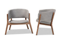 Nori Light Gray Fabric Walnut Brown 2Pc Living Room Accent Chair Set Baxton